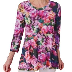 Soft Surroundings Elysian Garden Sublimation Floral Top Tunic (PM)